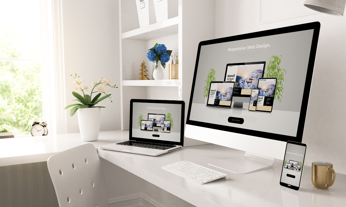 Responsive web design displayed on desktop, laptop, and mobile devices showcasing a conversion focused website for a Las Vegas local business
