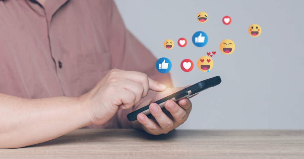 3D social media engagement graphic with floating like icons and an Instagram-style frame representing social media management and brand growth in Las Vegas