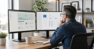 SEO vs Google Ads for small business shown on separate planning screens
